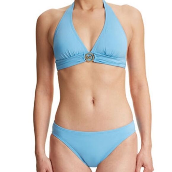Michael Michael Kors Logo Halter Bikini Swim Top and bottom HERITAGE-Small - Picture 1 of 6